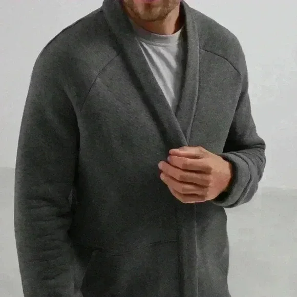 NEW Lunya Lahgo Men’s Restore Double Faced Cardigan Sweater M Green Heather.